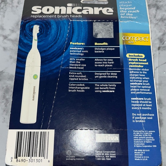 2 Genuine Philips Sonicare Replacement Brush Heads CH-2 Compact Size New - Picture 3 of 4